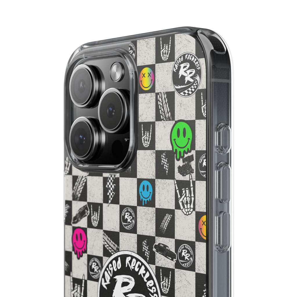 Raised Reckless Checkered Print Phone Case