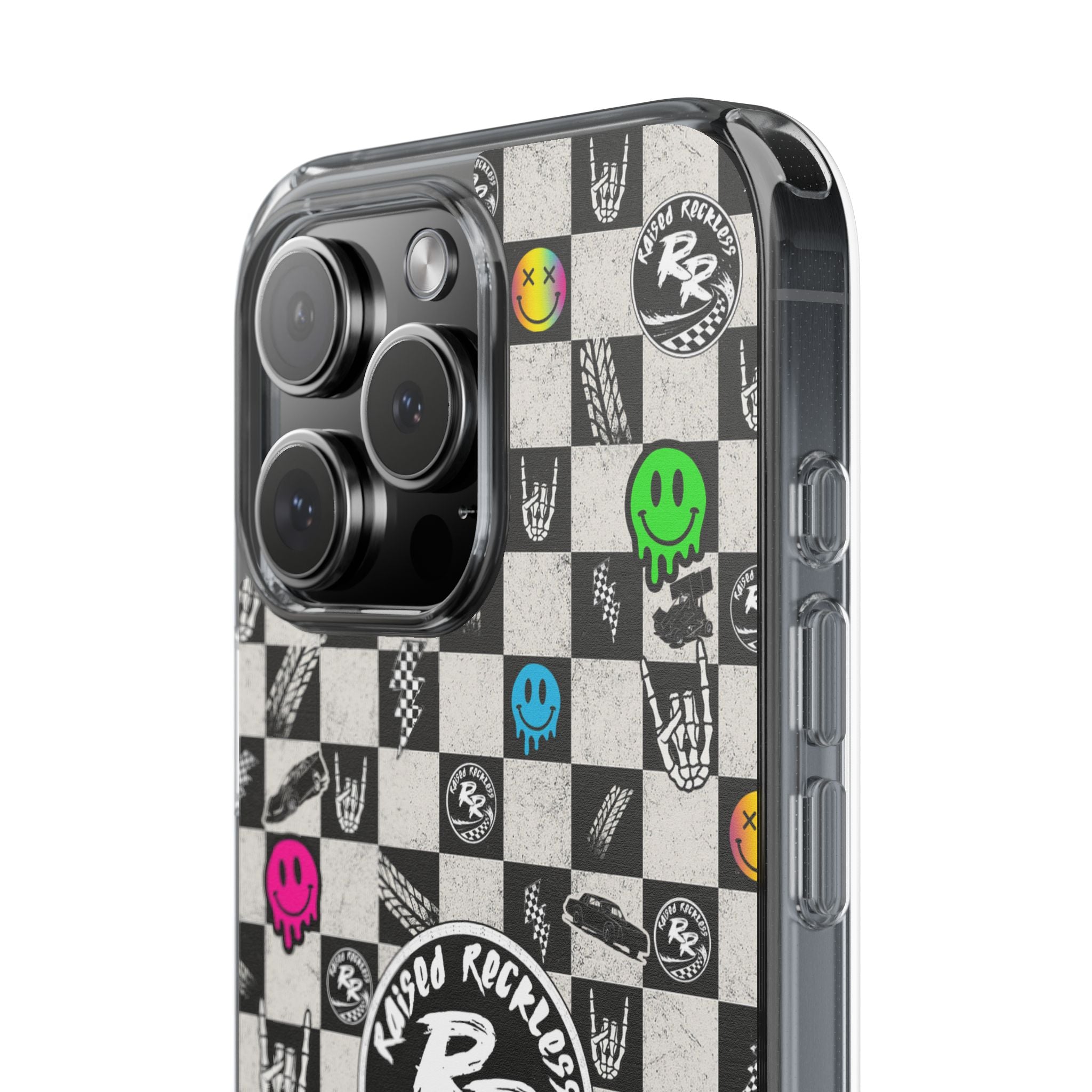 Raised Reckless Checkered Print Phone Case