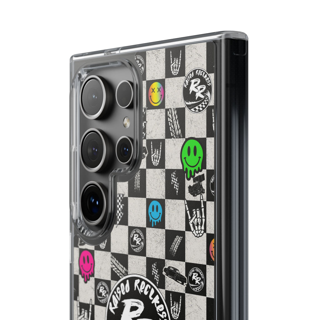 Raised Reckless Checkered Print Phone Case