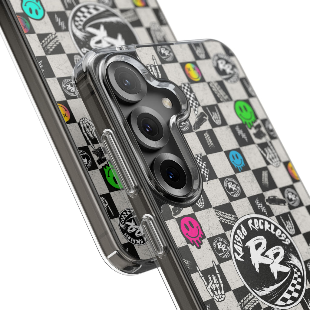Raised Reckless Checkered Print Phone Case