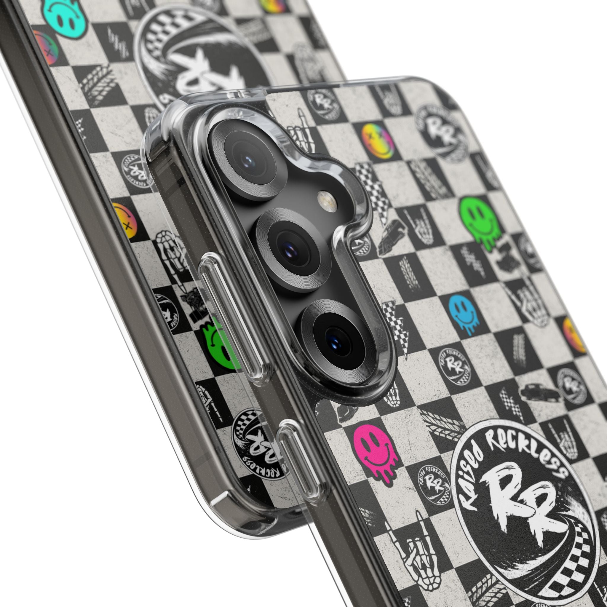 Raised Reckless Checkered Print Phone Case