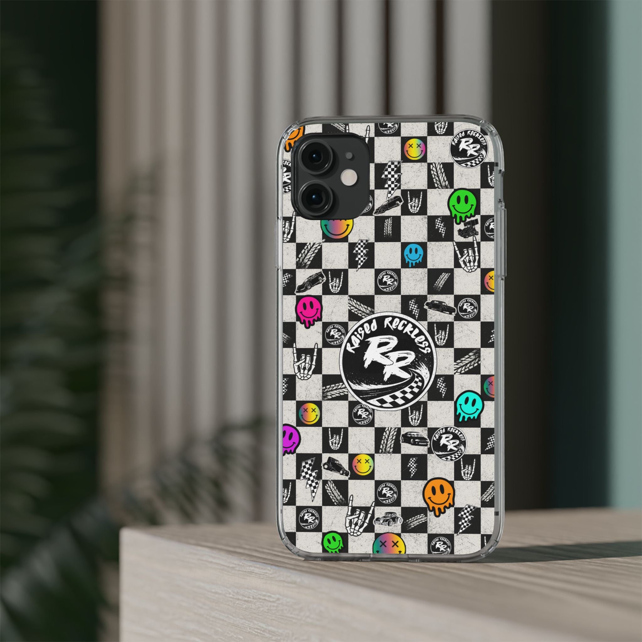 Raised Reckless Checkered Print Phone Case