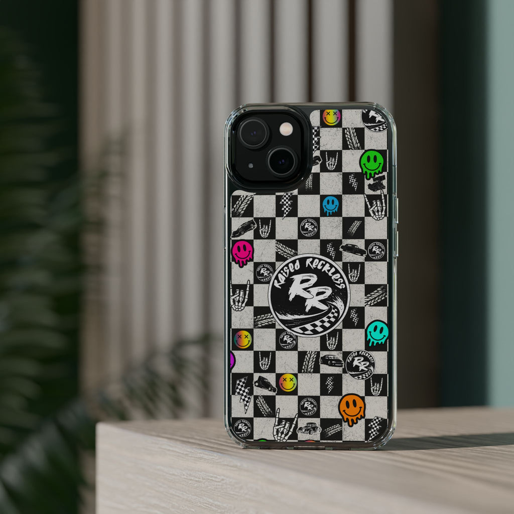 Raised Reckless Checkered Print Phone Case