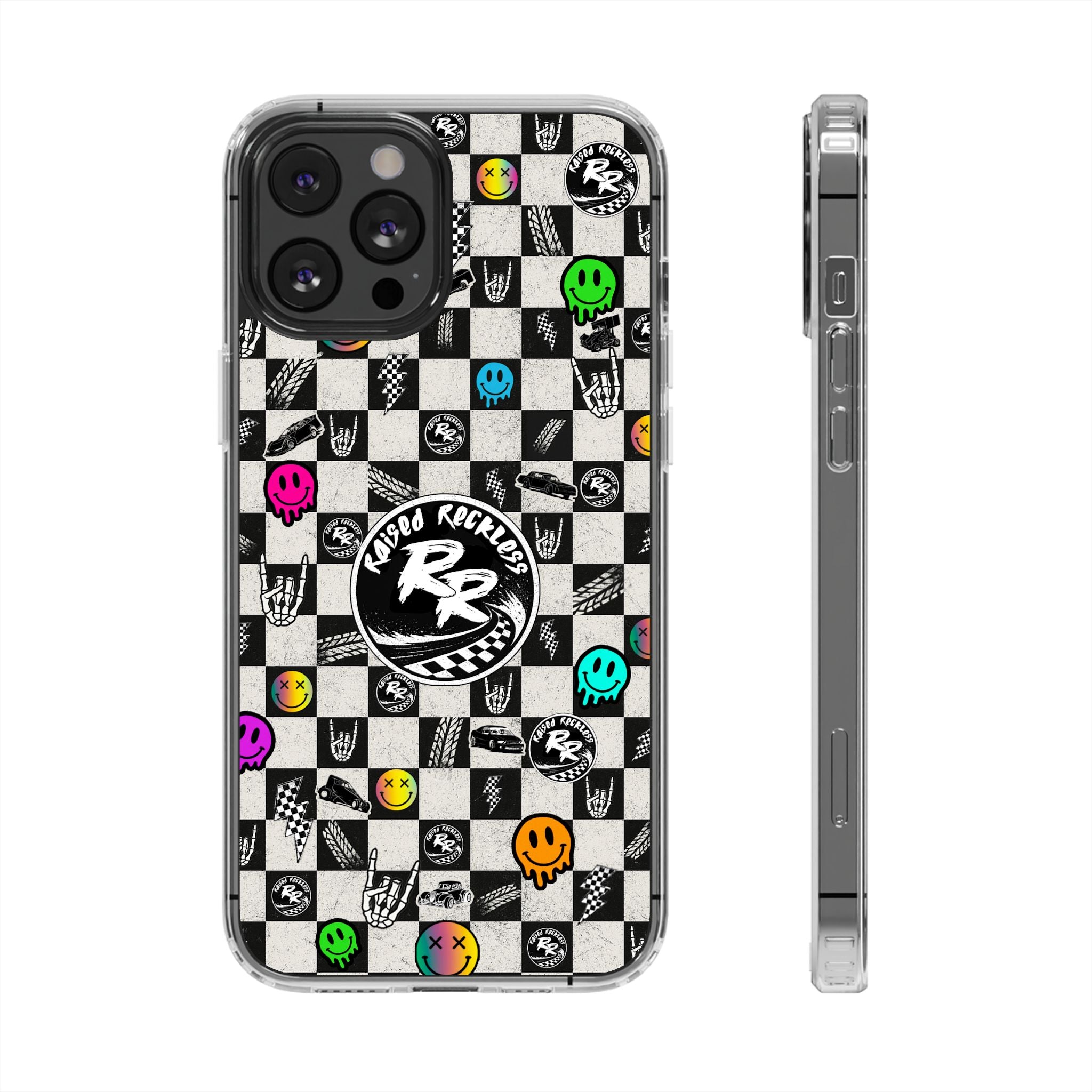 Raised Reckless Checkered Print Phone Case