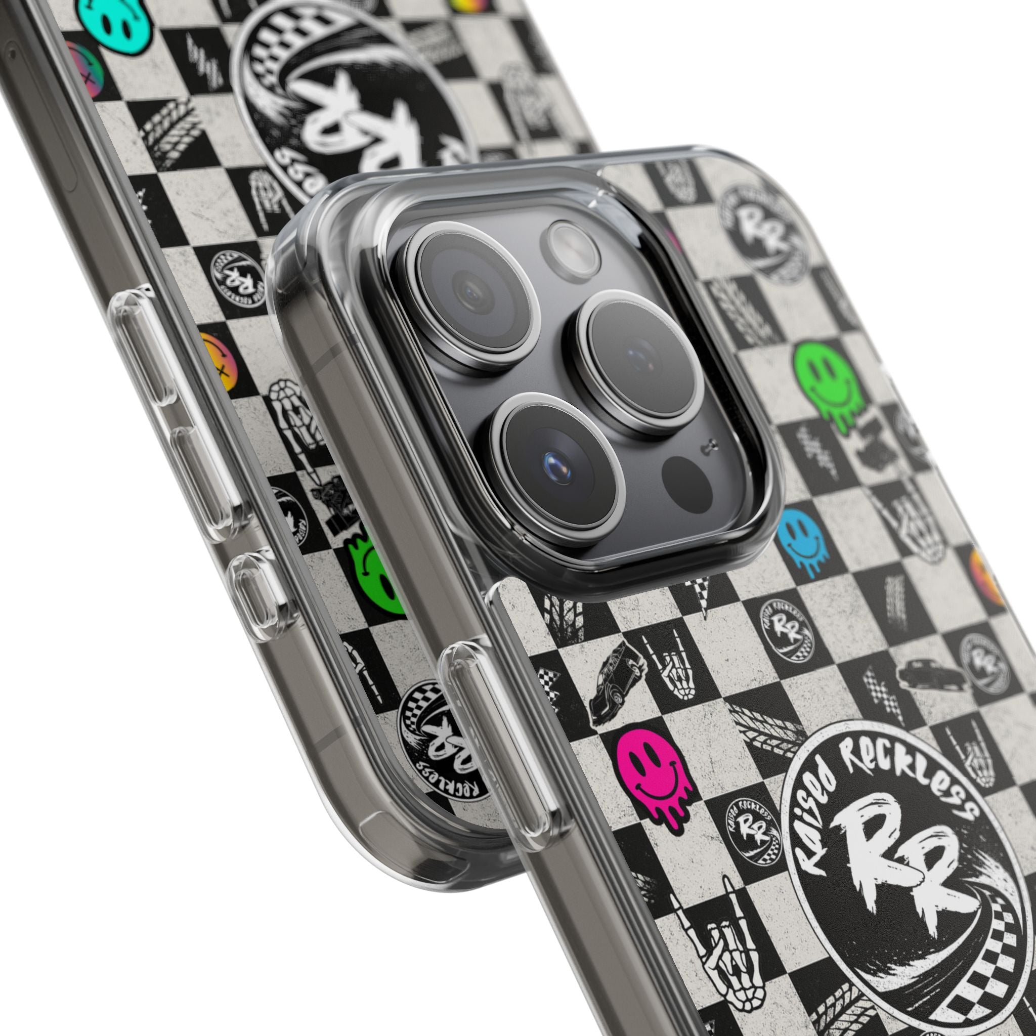 Raised Reckless Checkered Print Phone Case