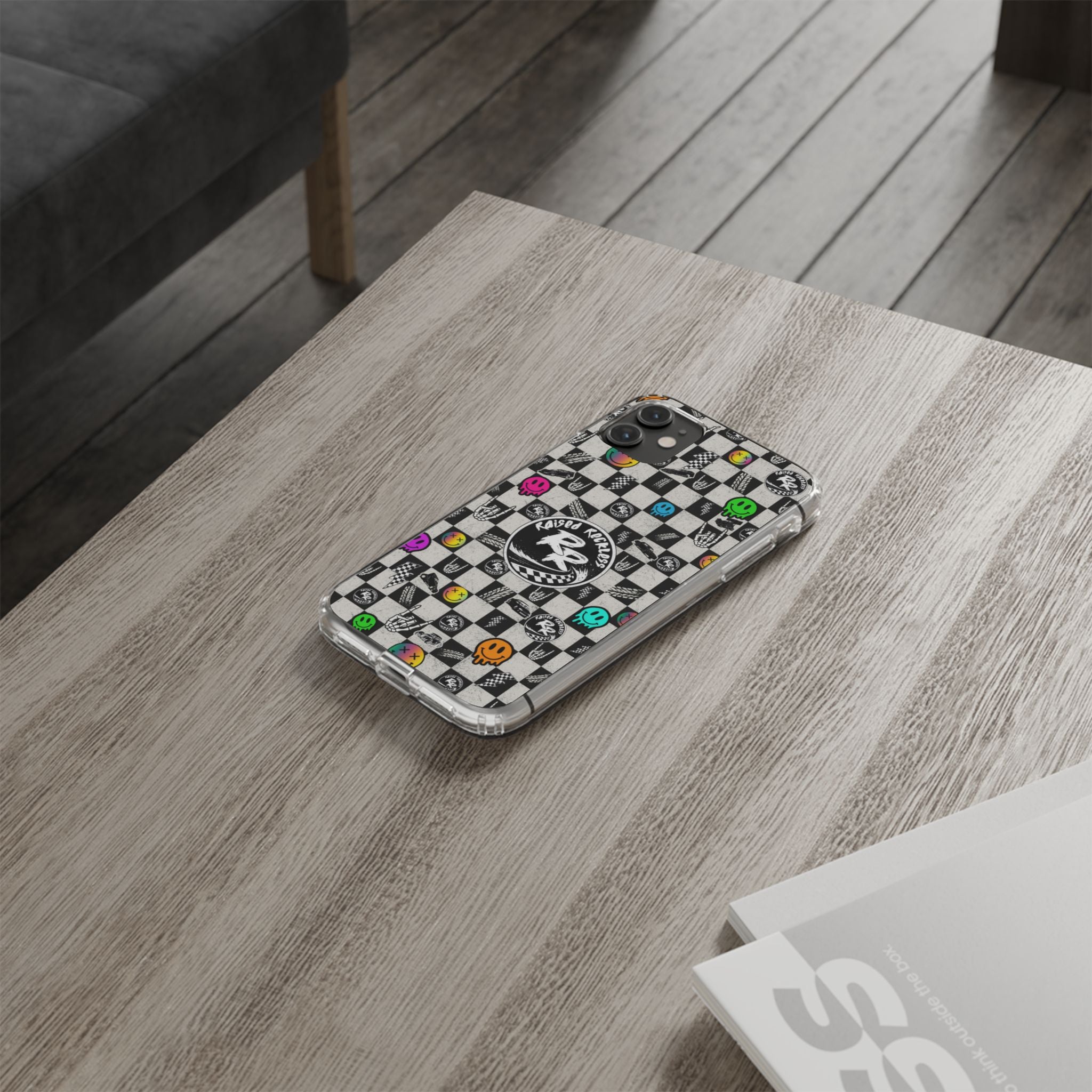 Raised Reckless Checkered Print Phone Case