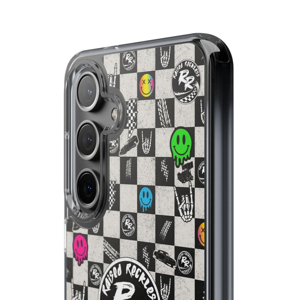 Raised Reckless Checkered Print Phone Case