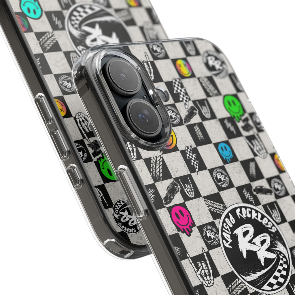 Raised Reckless Checkered Print Phone Case