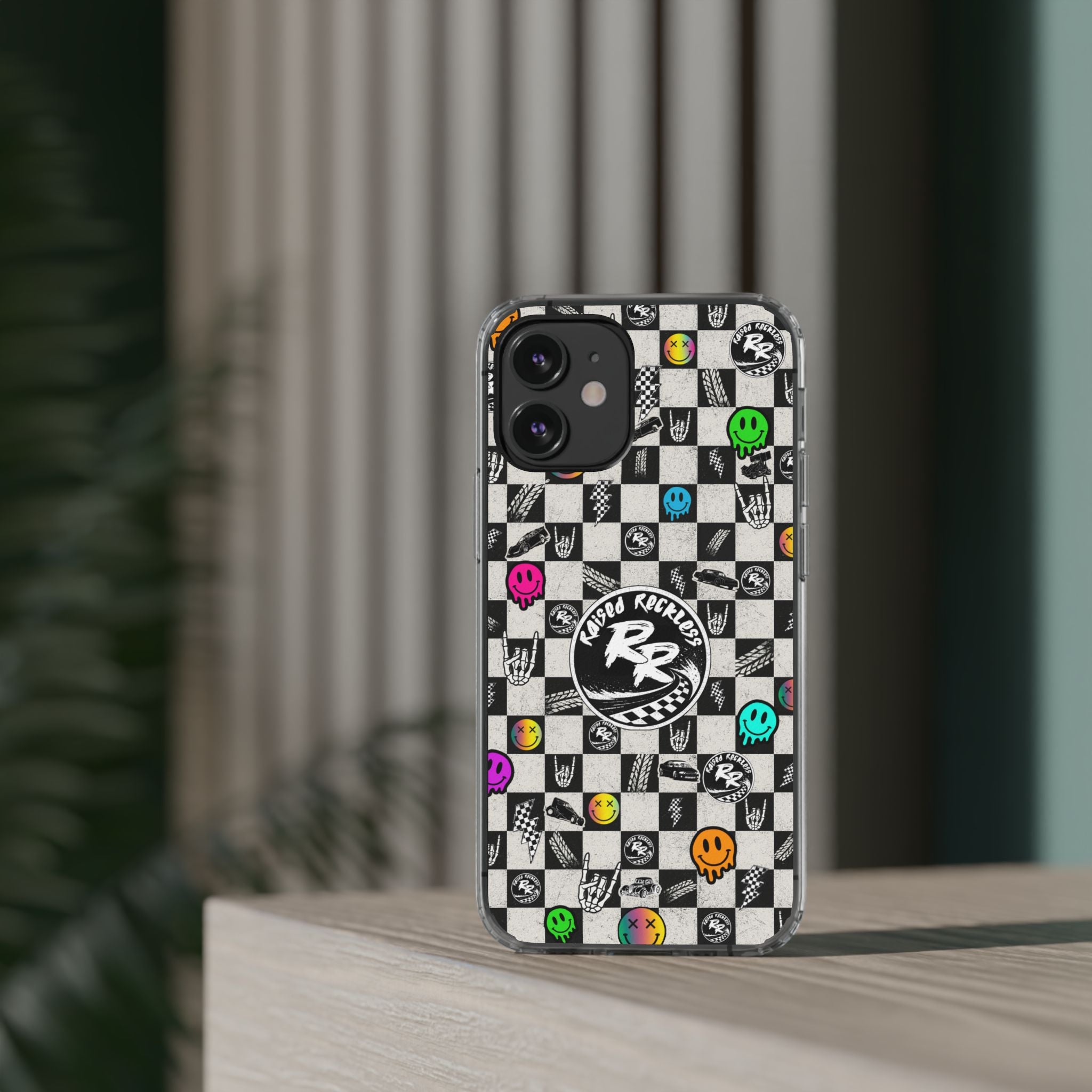 Raised Reckless Checkered Print Phone Case