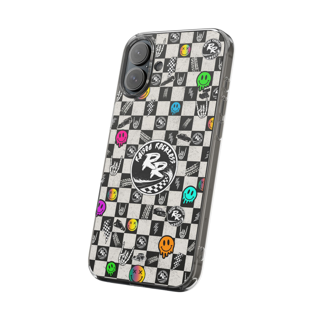 Raised Reckless Checkered Print Phone Case