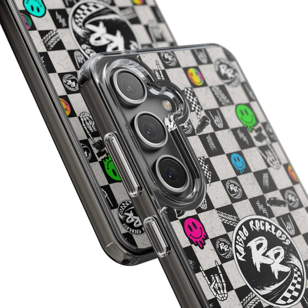 Raised Reckless Checkered Print Phone Case