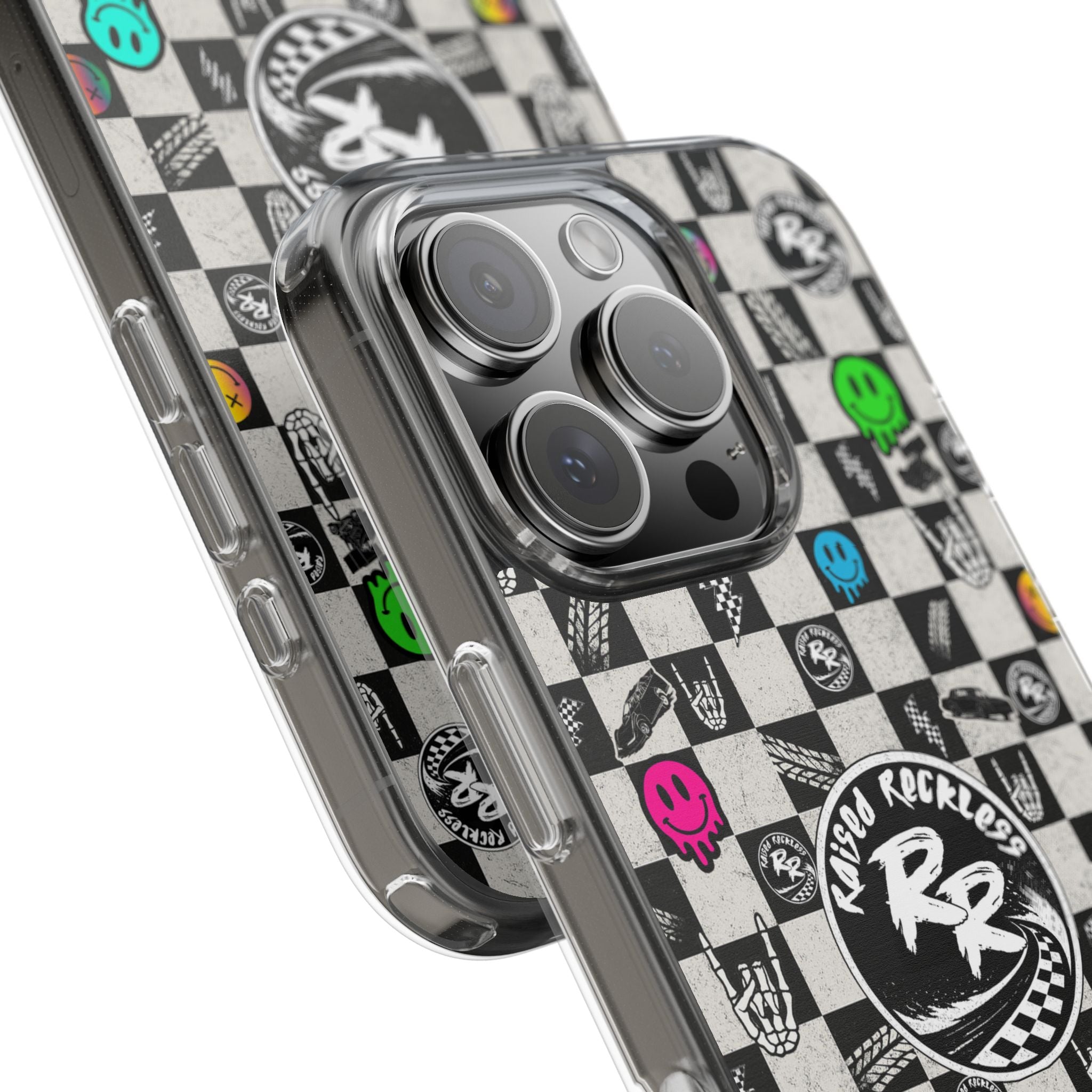 Raised Reckless Checkered Print Phone Case