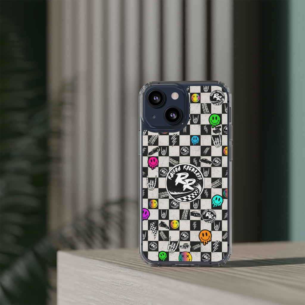 Raised Reckless Checkered Print Phone Case