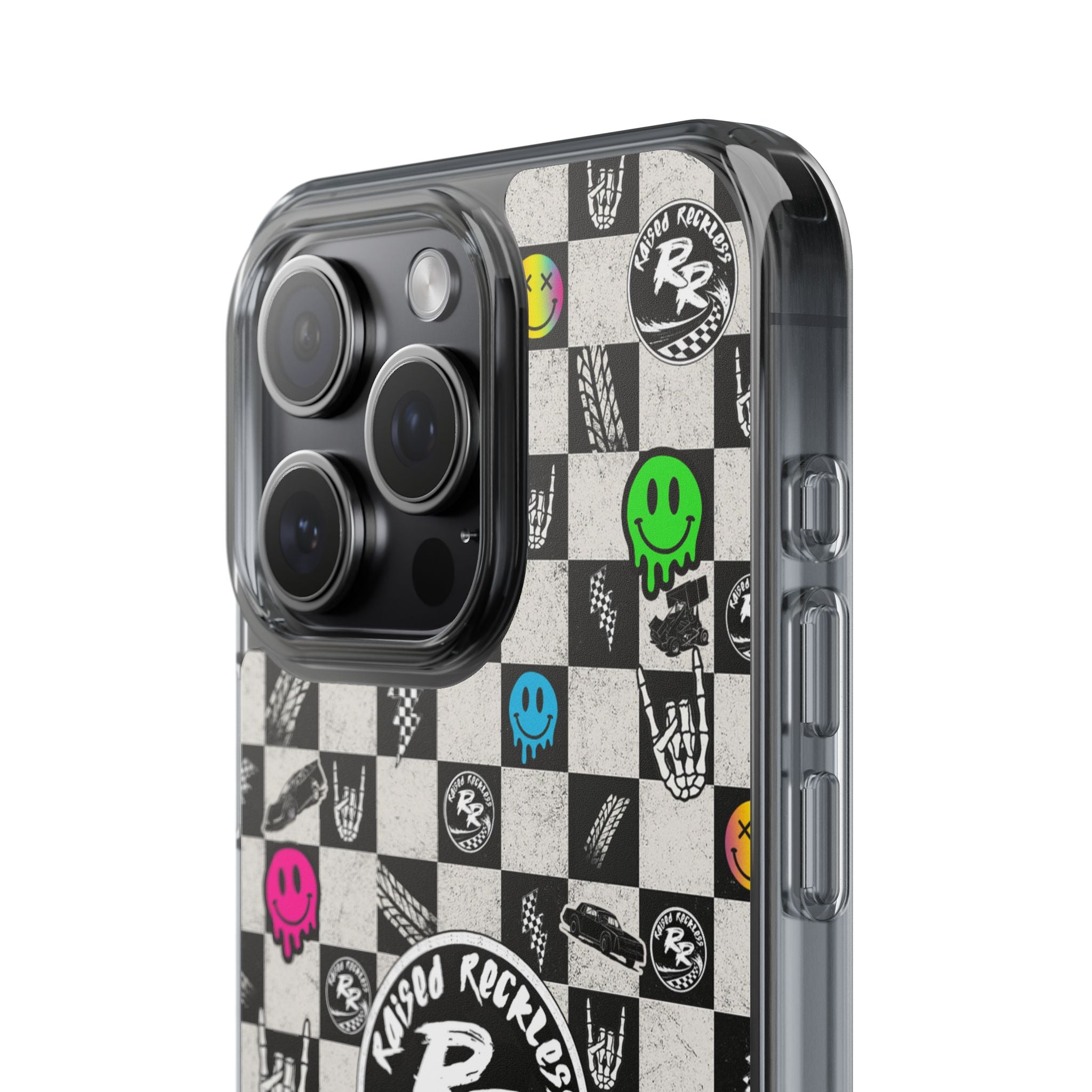 Raised Reckless Checkered Print Phone Case