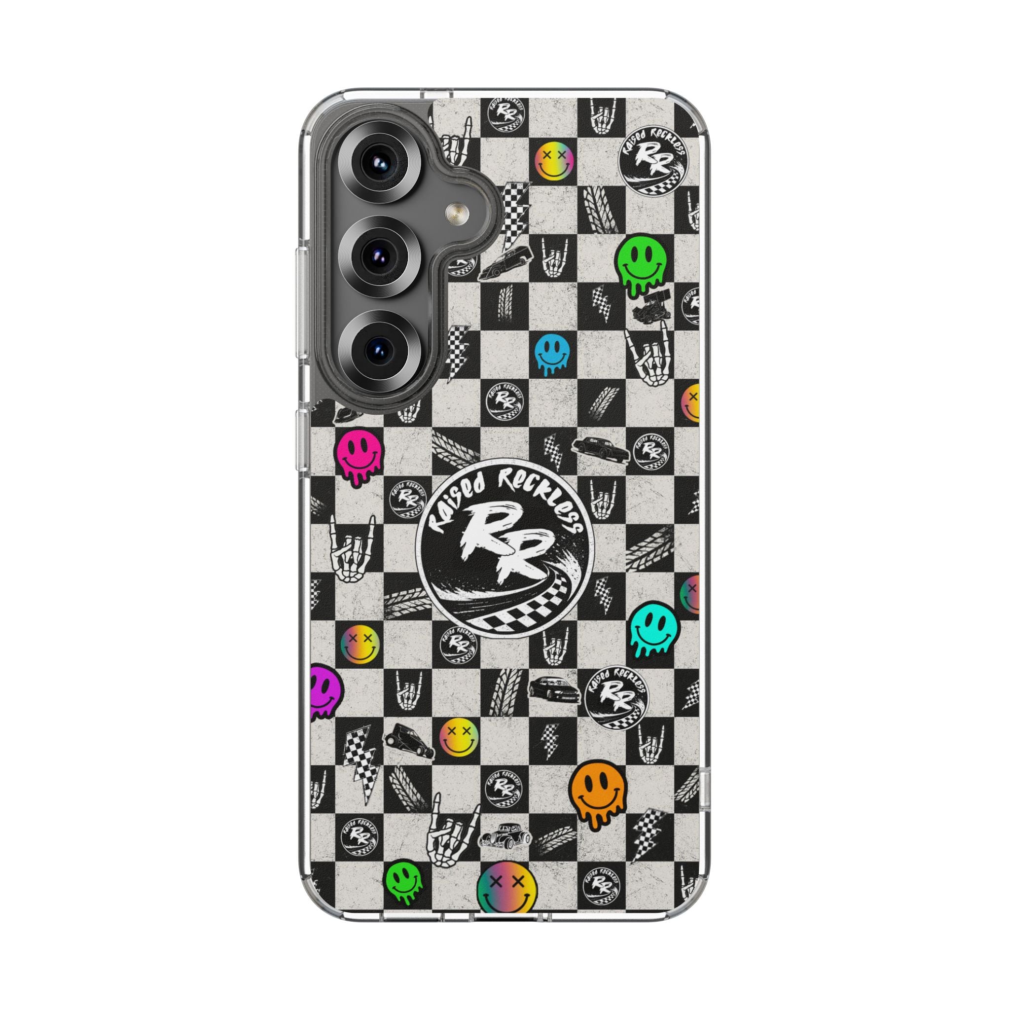 Raised Reckless Checkered Print Phone Case