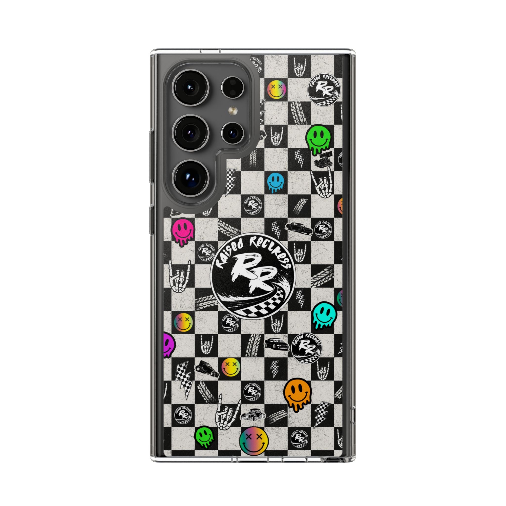 Raised Reckless Checkered Print Phone Case